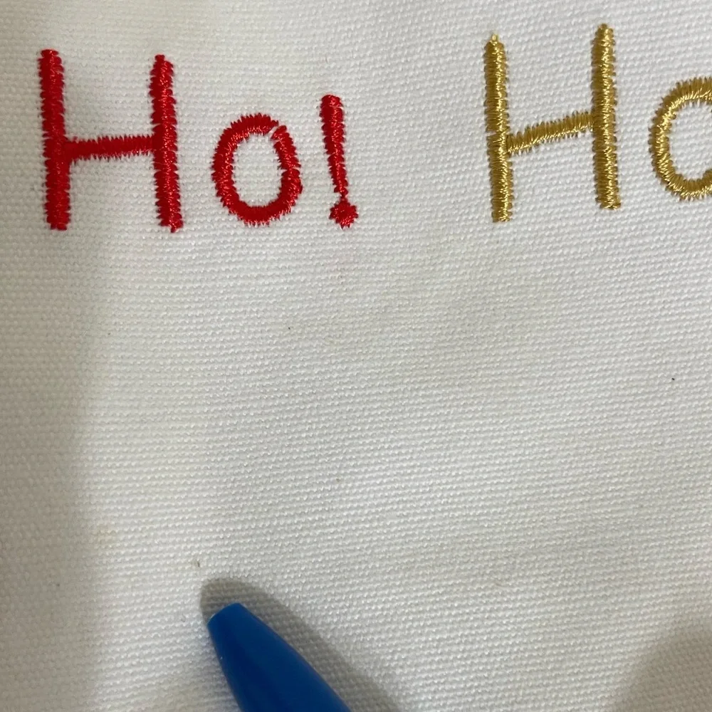White Holiday Guest Towel Embroidered Reindeer HO HO HO Red Pom Pom Trim